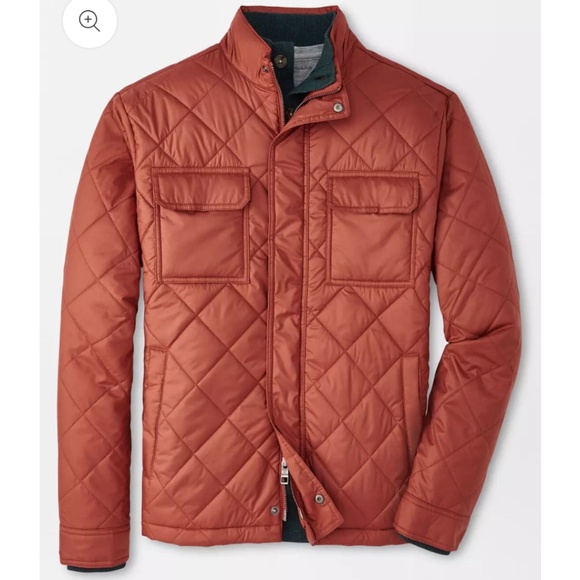 Peter Millar Norfolk Quilted Bomber Jacket Medium Burnt Orange - Picture 14 of 14